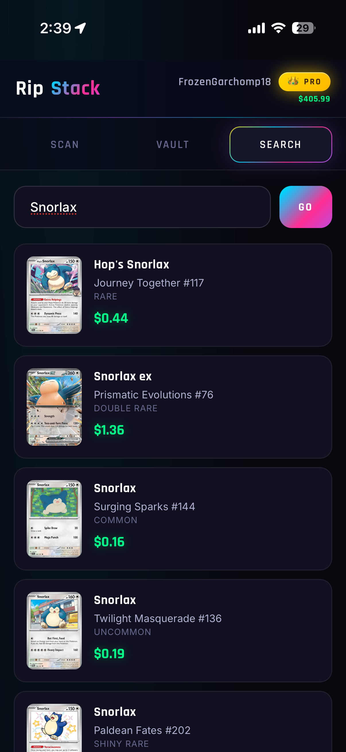 Browse any Pokémon card